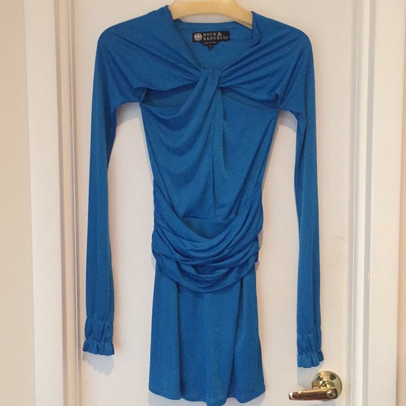 ROCK AND REPUBLIC blue long sleeve mini dress - Picture 1 of 4